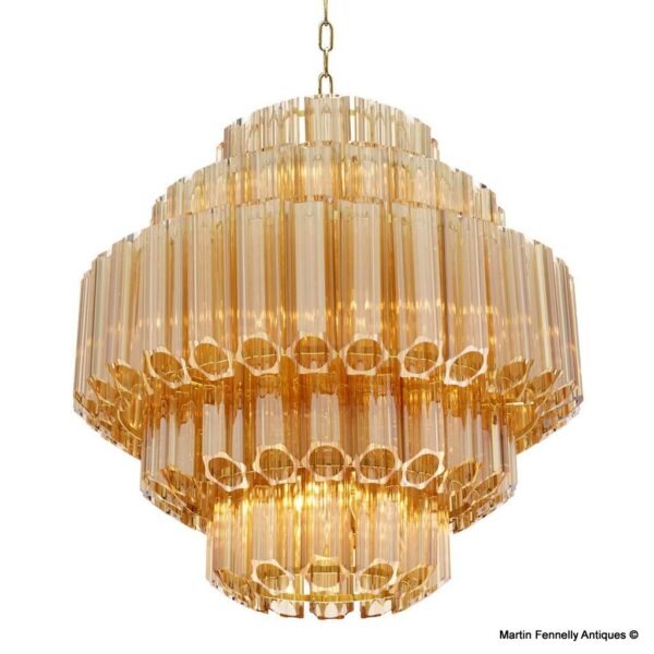 M002 Large Art Deco Design Golden Glass Chadelier