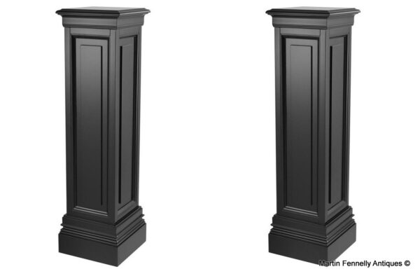 M084 Pair Black Wooden Columns - Classical Design