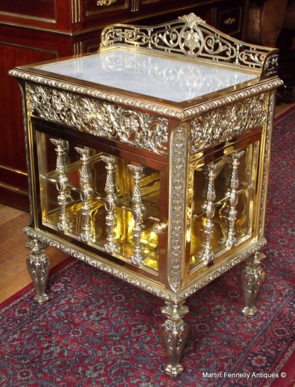596 Sold Rare Heavy Brass and Glass Cabinet - Circa 1920