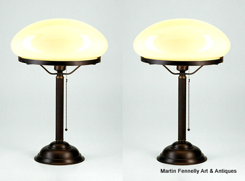 693 Pair of German Table-Desk Lamps - Bronze - Art Deco Nouveau
