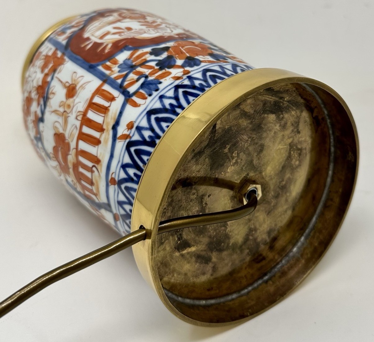 351 Sold Antique Pair Japanese Chinese Imari Porcelain Ormolu Table Lamps Blue Red Gilt - Image 6