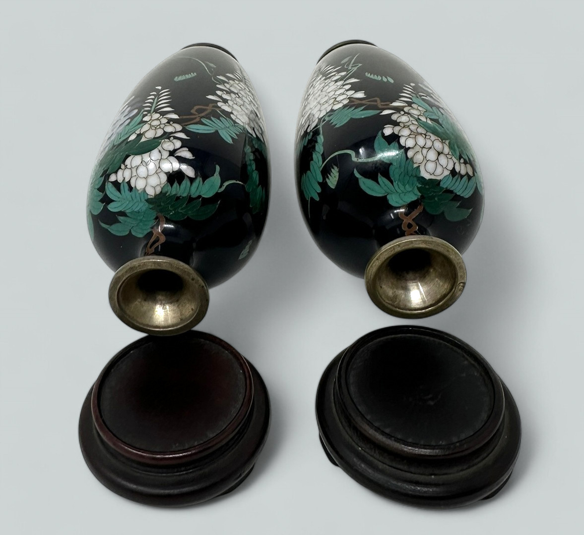 583 Pair of Miniature Japanese Meiji Period Cloisonne Enamel Vases - Image 5
