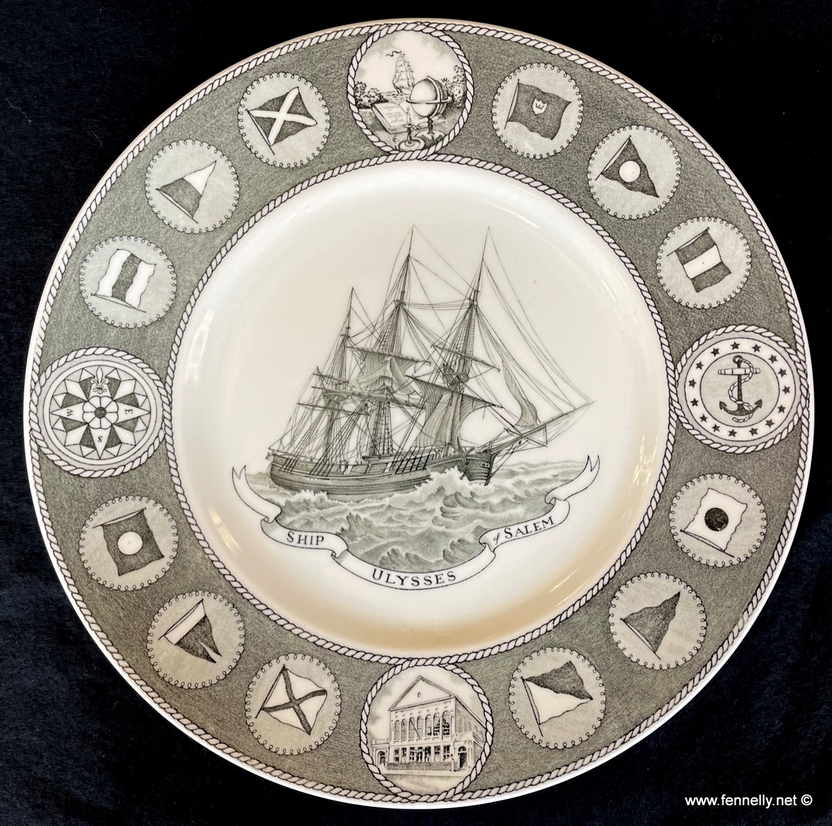 469 Set of 6 Wedgwood Plates - 150th anniversary of the Peabody Essex Museum in Salem - Image 3