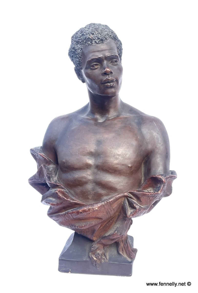 519 Sold Male Nubian Ceramic Bust - Frederick Goldscheider - 19th Century - Image 2