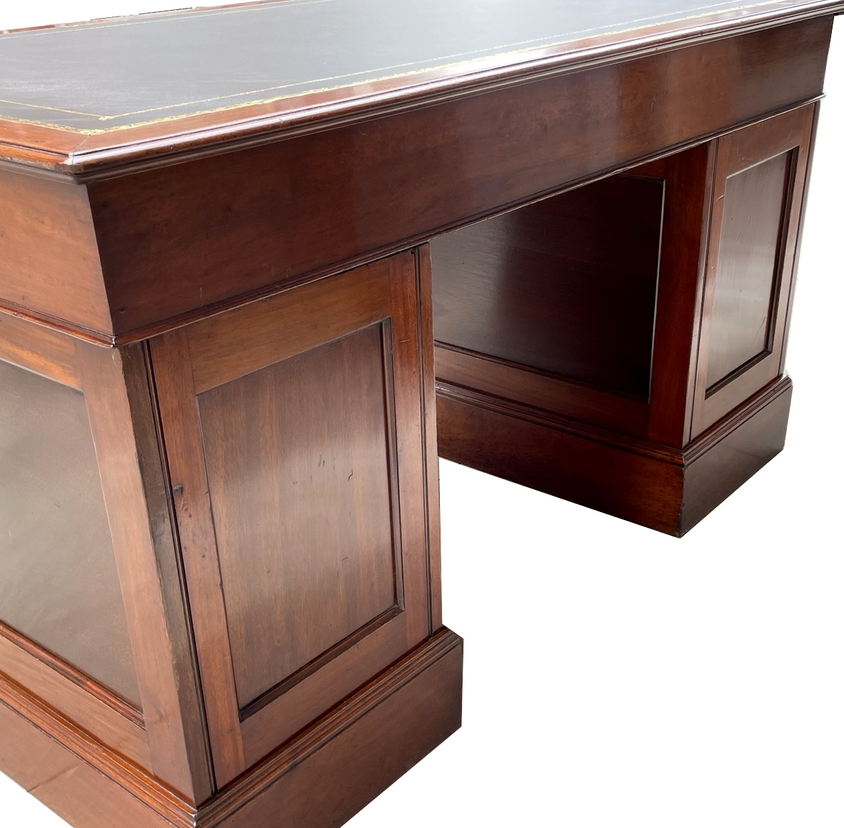 712 Sold Antique Victorian Twin Pedestal Kneehole Desk Brass Handles 19thCt - Image 5