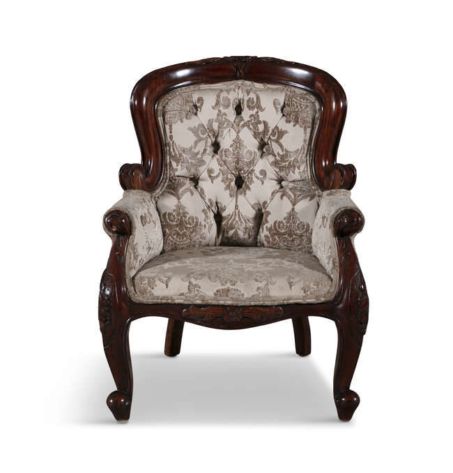 379 Sold Pair of Mahogany Button Back Infant Armchairs - Miniature - Image 3