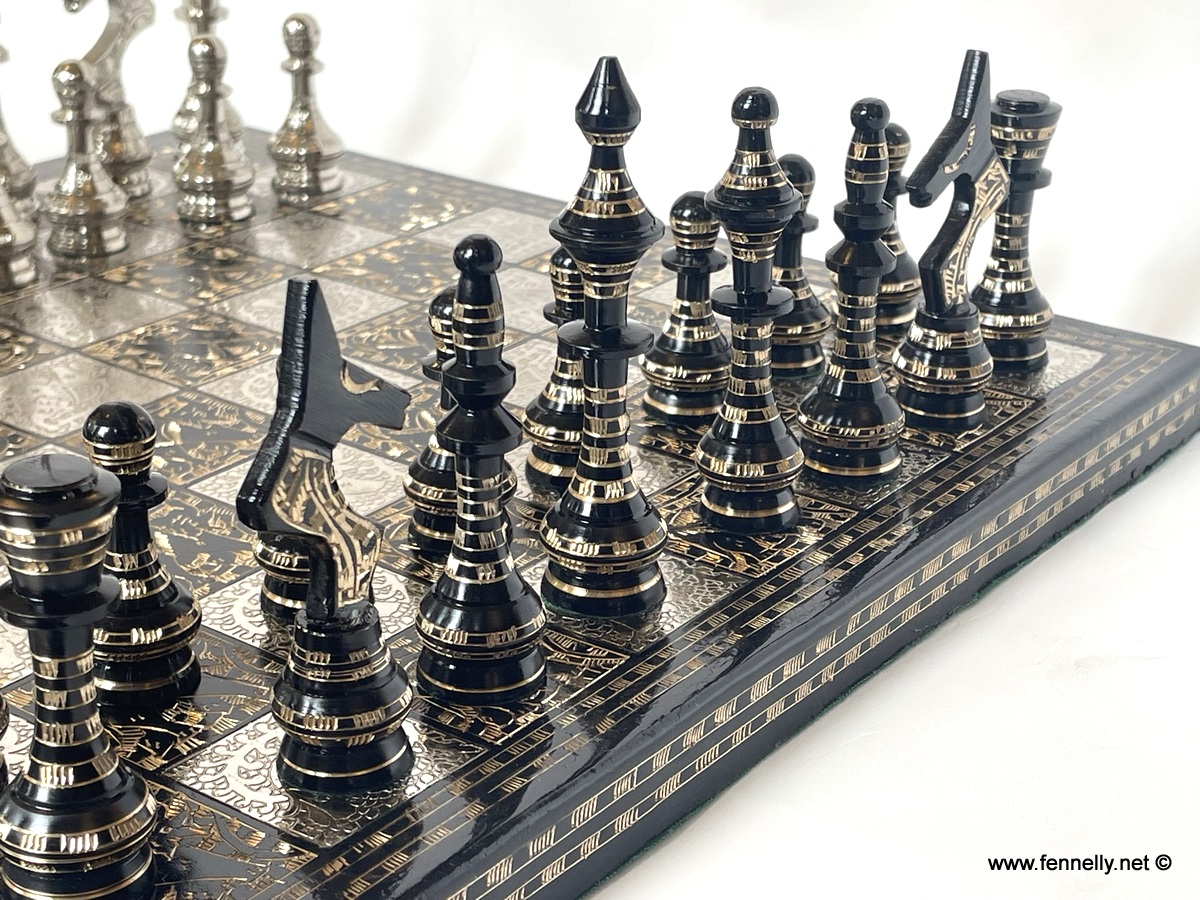 273 Beautiful Brass Chess Set - Brass - Tribal Design - Cased - Image 5