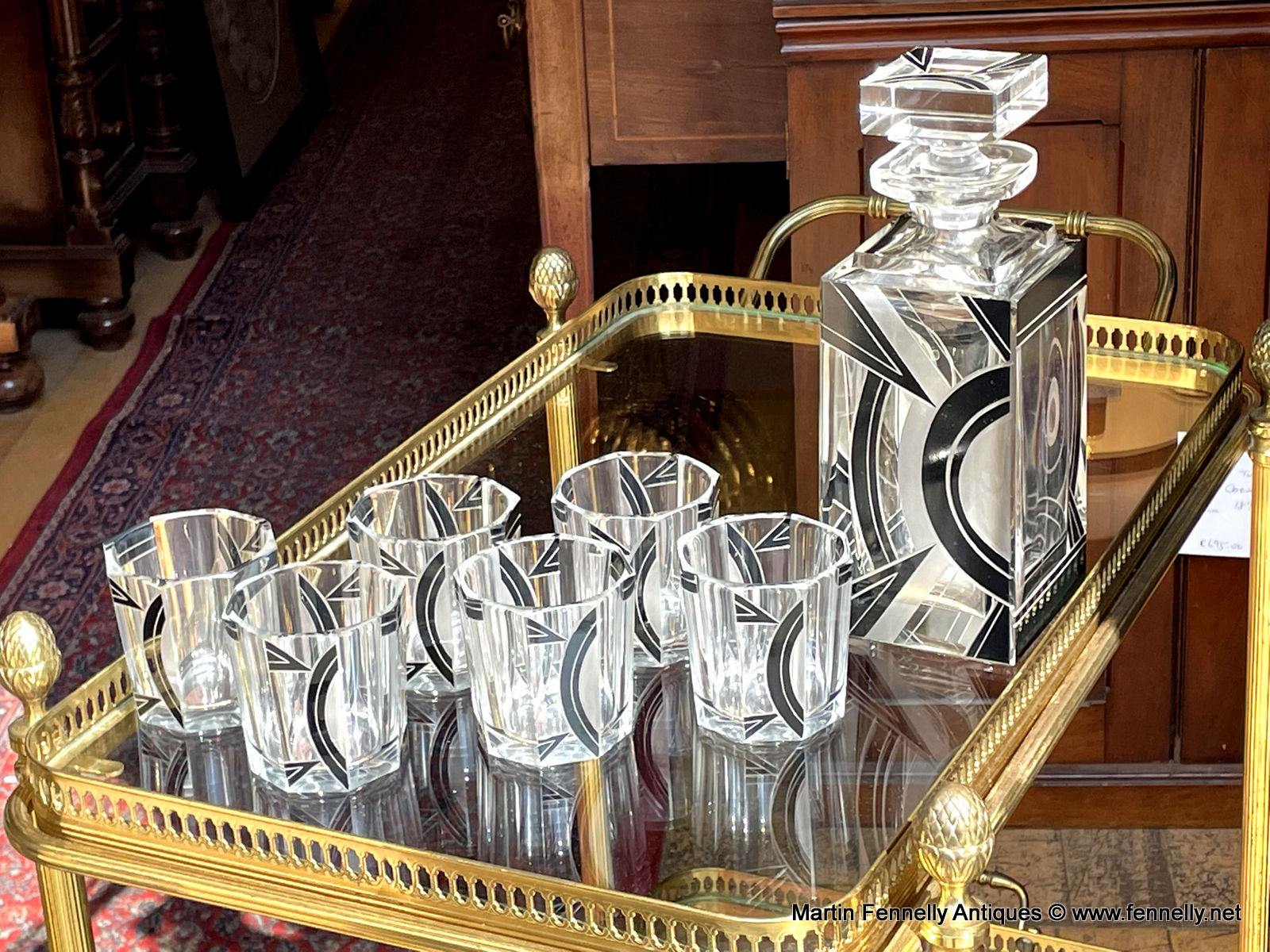 525 Sold Rare Art Deco Whiskey Crystal Decanter set and Tray- Karl Palda 1930's - Image 3