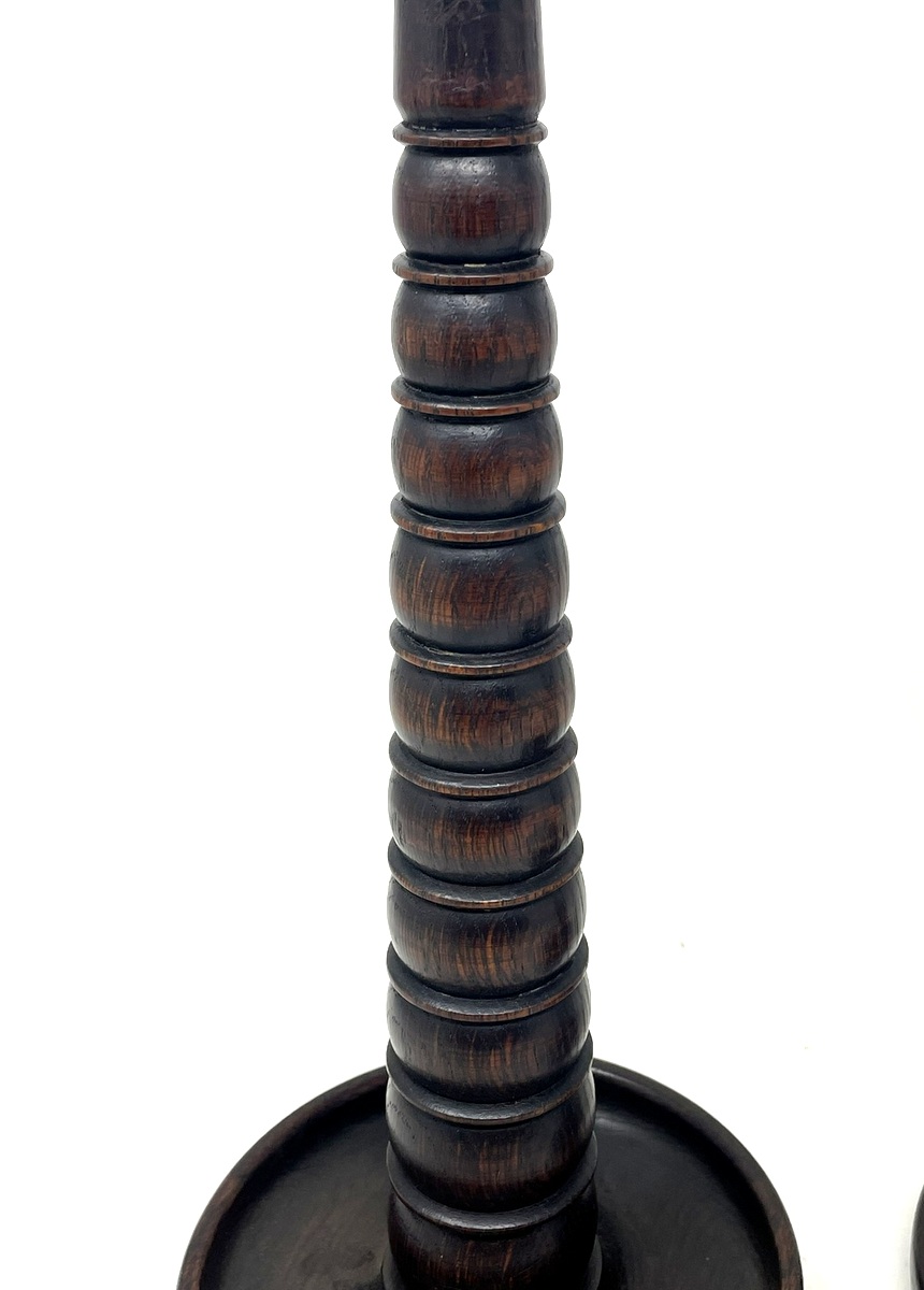 441 Sold Pair - Oak and Brass Candlesticks - Circa 1890 - Image 5