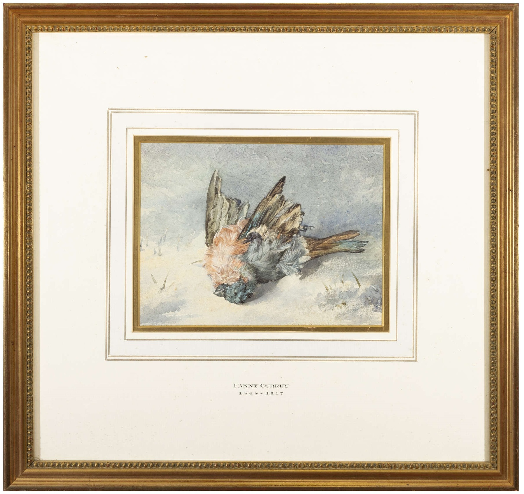 416 Sold Fanny Currey 1848-1917 - Watercolour - Bird Study Winter