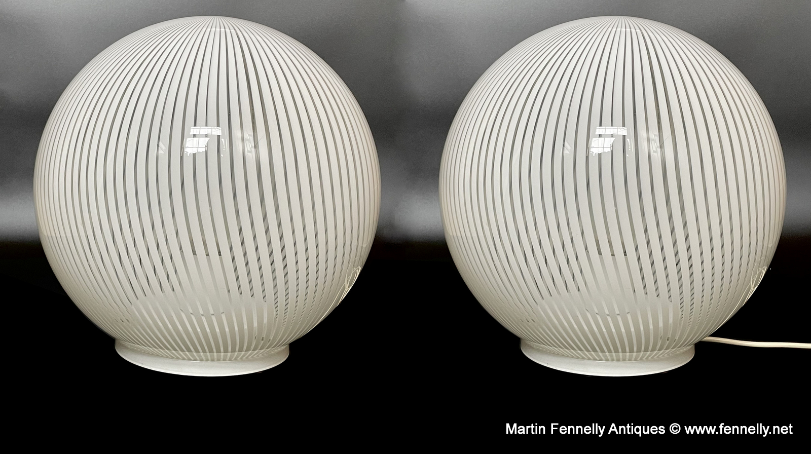 M141 Pair Of 1960's Spiral design Italian Globe Table Lamps