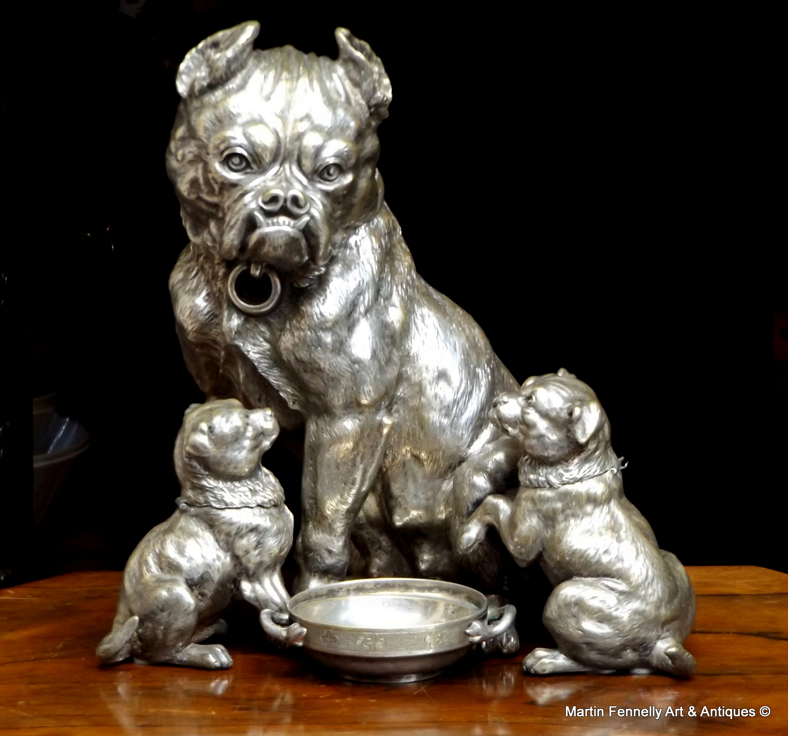 509 Sold Beautiful Bronze of French Bulldog and Pups - Circa 1890 - Humidor - Image 2