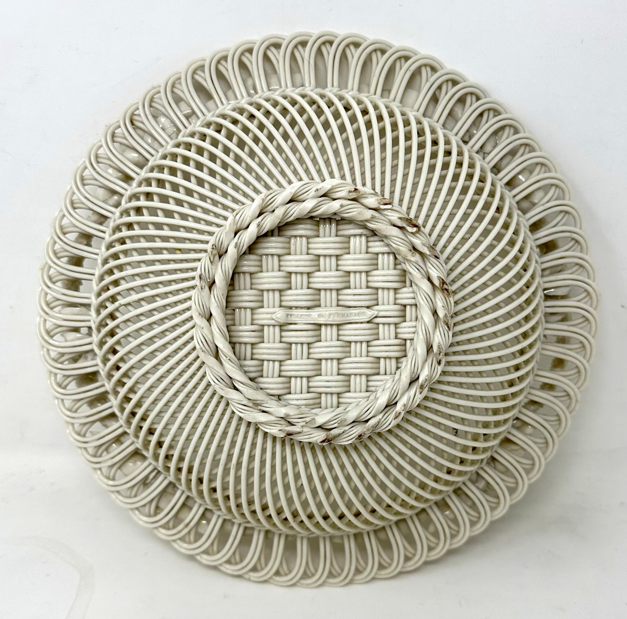 566 Sold Antique Irish Belleek Porcelain Three Strand Basket Centerpiece 1865-1889 Ireland - Image 3