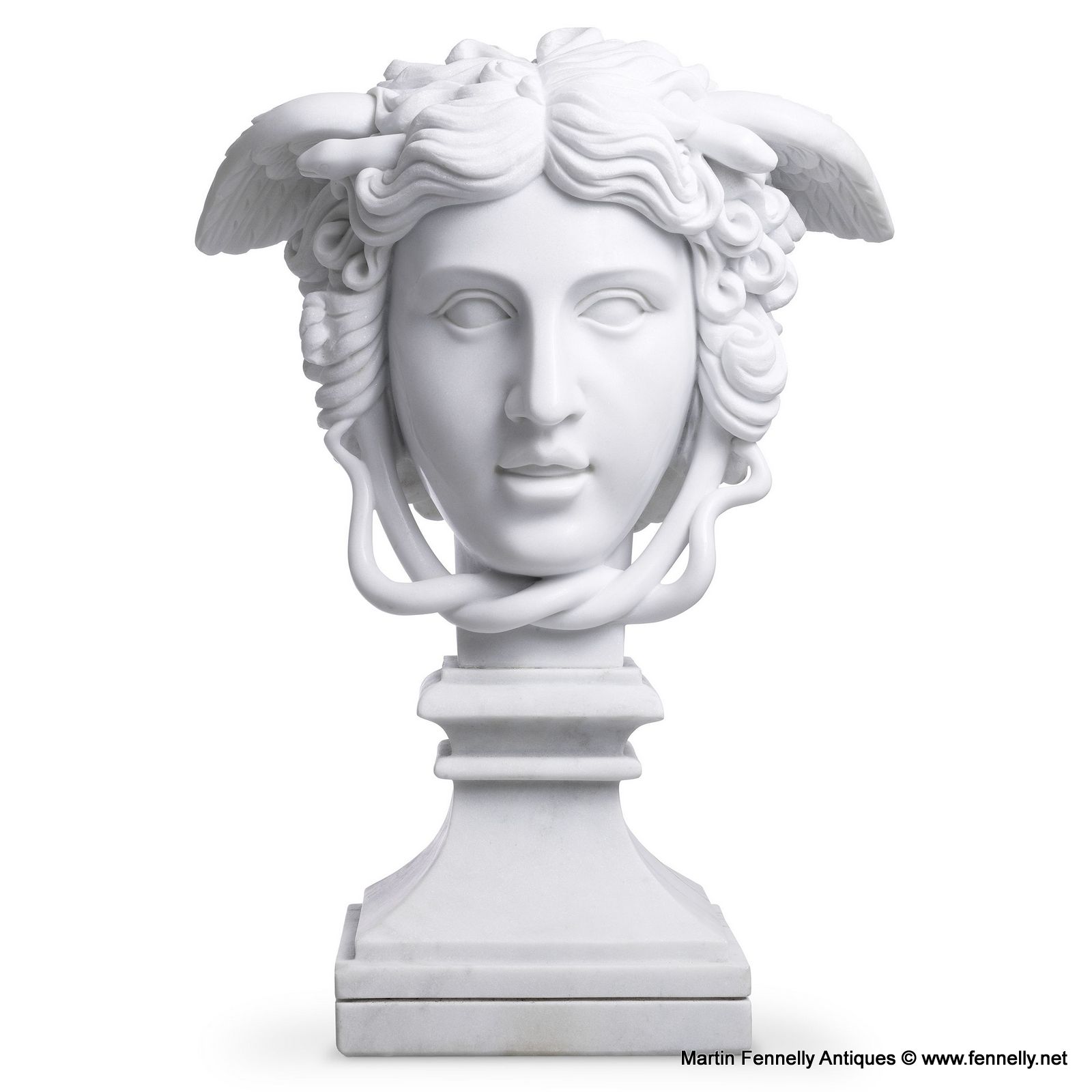M147 Sold Pair of White Marble Medusa Busts - Solid Marble - Large - Image 3