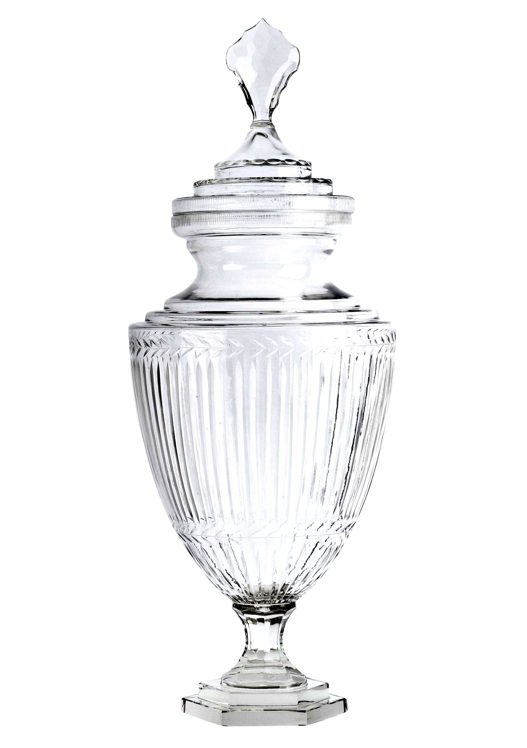 M008 Sold Pair of Large Lidded Urns - Cut Glass - In The Irish Style - Image 3