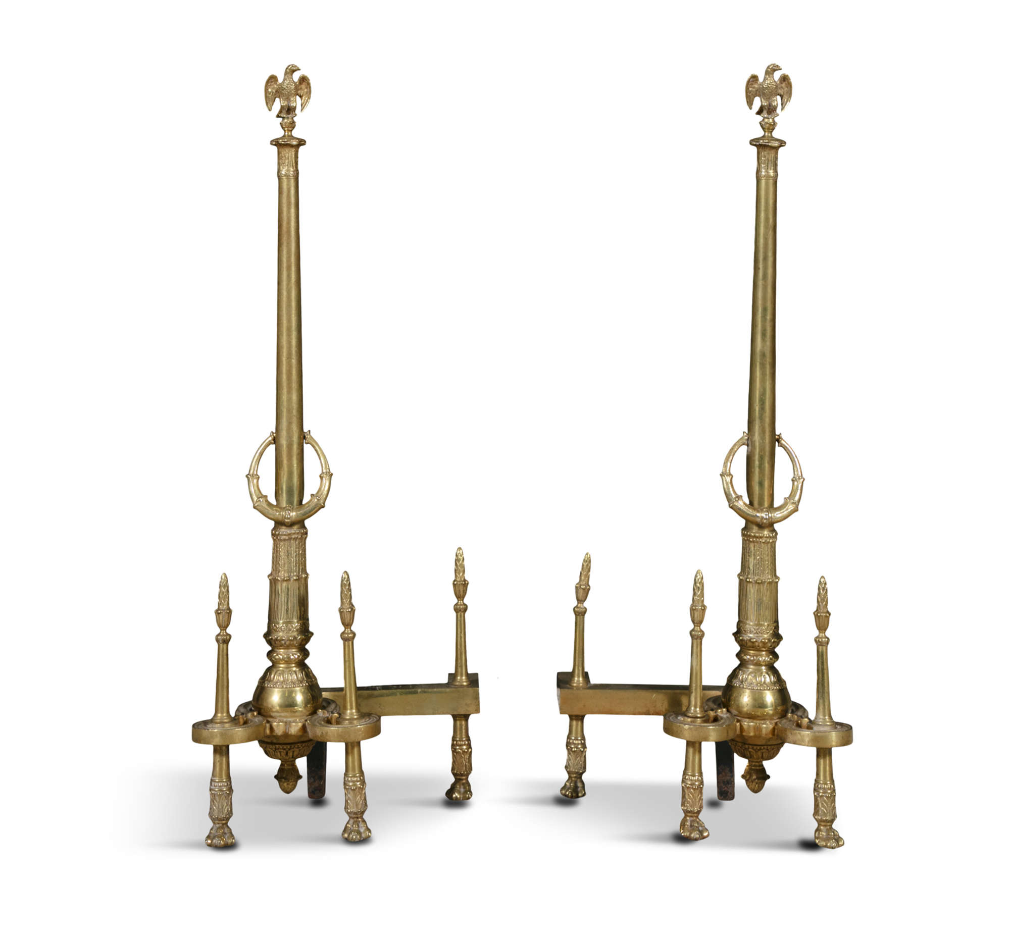 688 Pair of Brass Andirons - Circa 1890 - Large Size