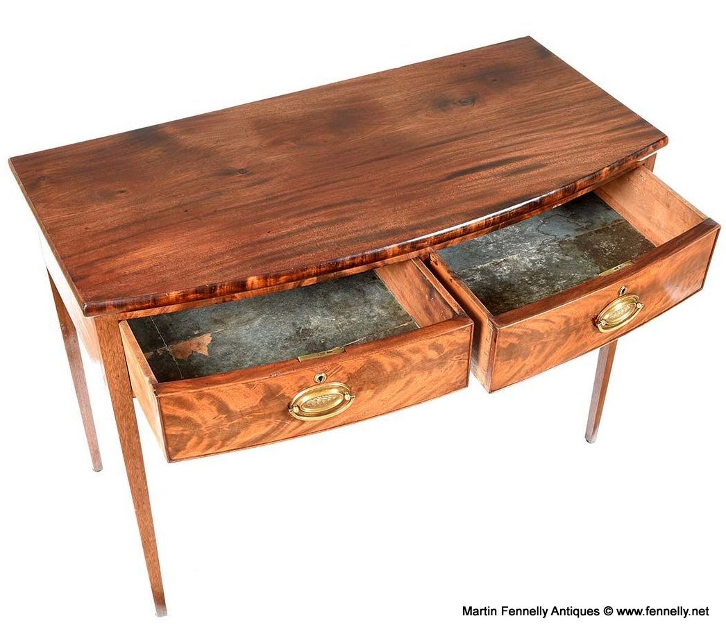 538 Sold Georgian Flaim Grain Mahogany Bow Front Side Cabinet Console Table - Image 5