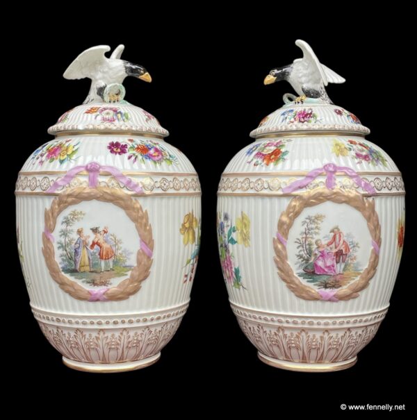 542 Pair of Royal Porcelain Factory Berlin KPM Large Urn Jars Circa 1840