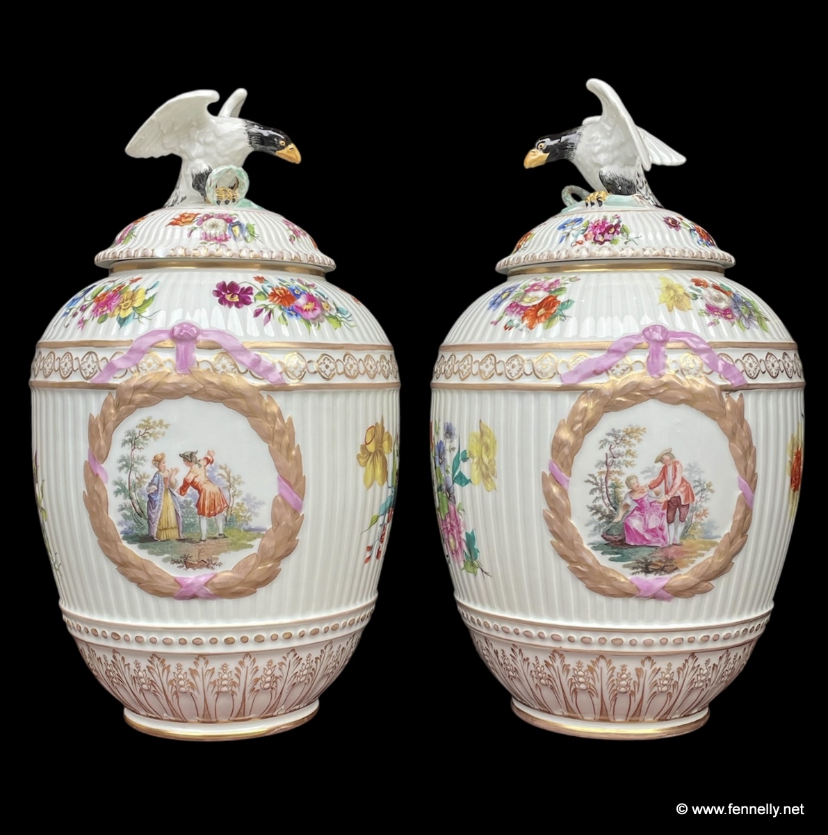 542 Pair of Royal Porcelain Factory Berlin KPM Large Urn Jars Circa 1840
