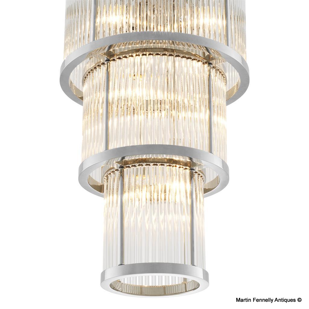 M055 Nickel and Glass Lantern - The Avery Chandelier Mid Century - Modern - Image 2