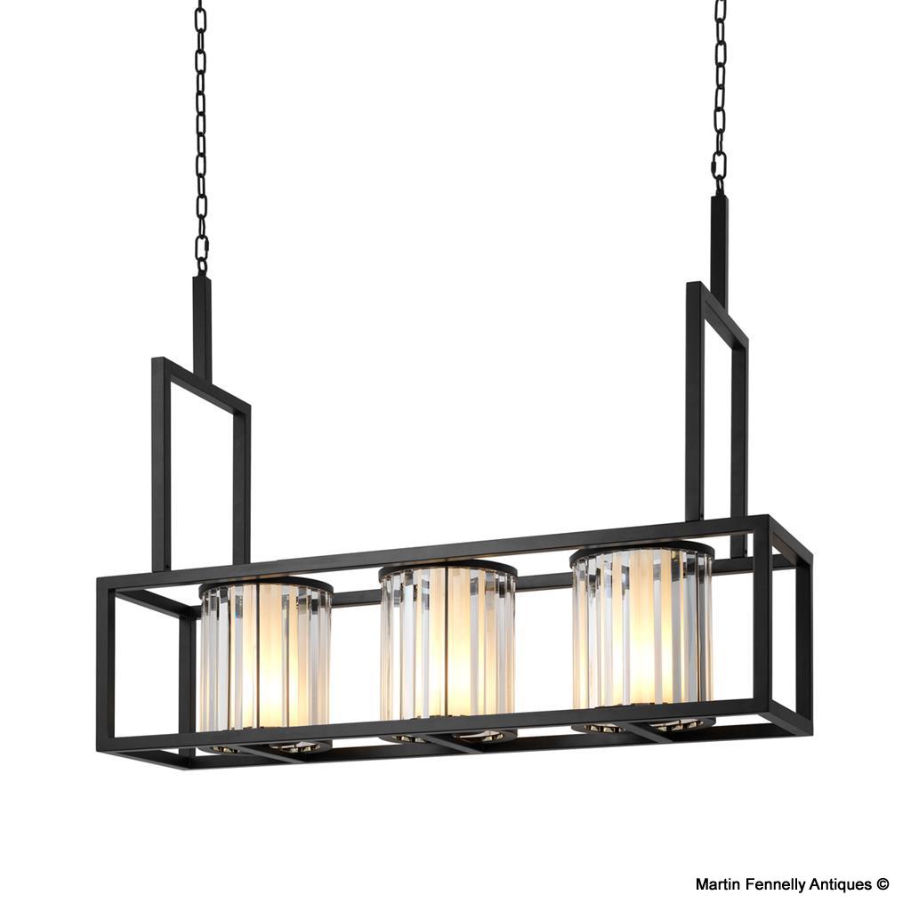 M007 Triple Light Lantern - Crystal and Patinated Bronze