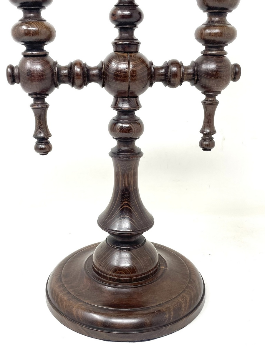 857 Sold Oak and Brass Candelabra - Circa 1890 - Image 4