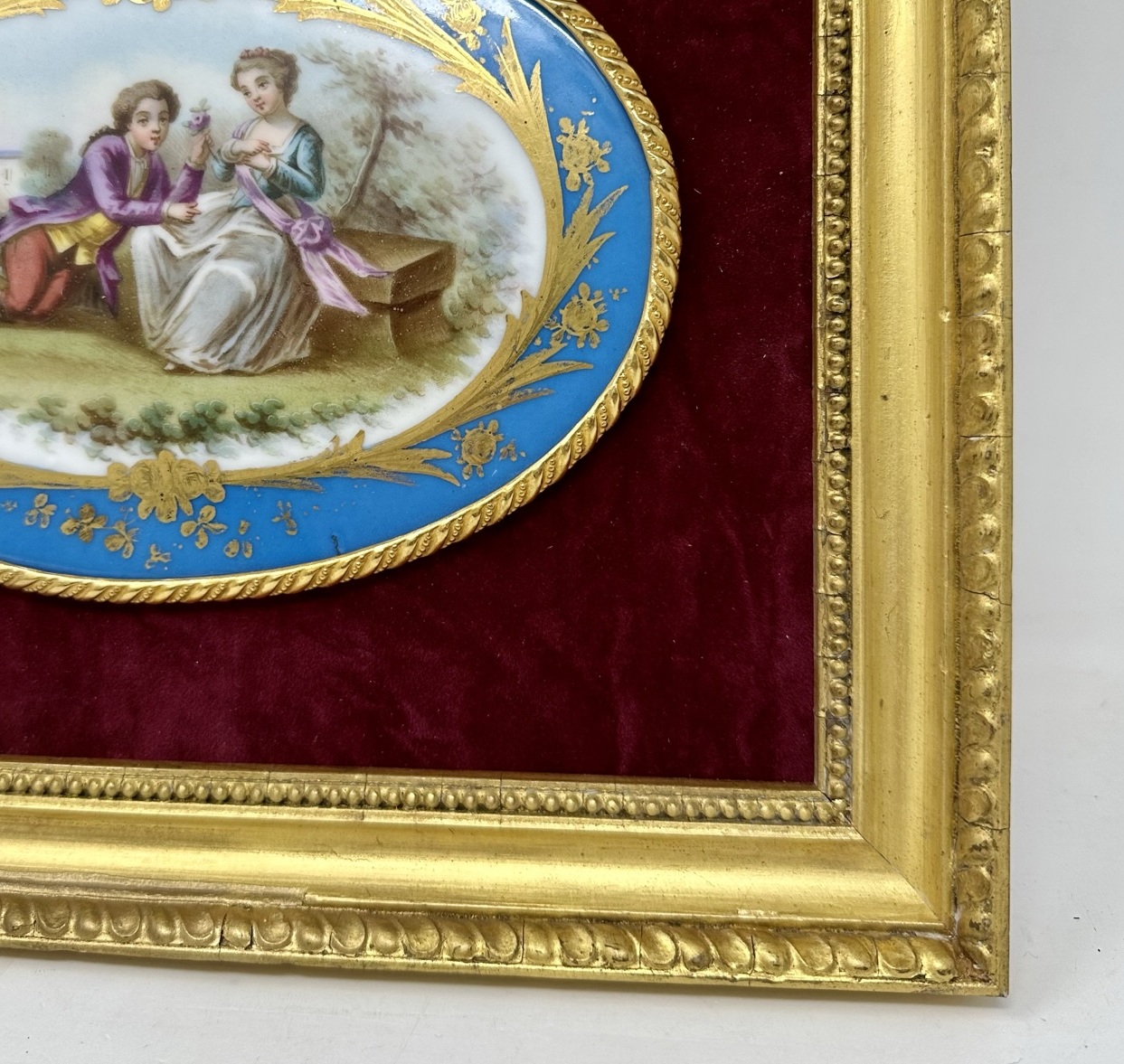 735 Sold Antique French Sevres Porcelain Ormolu Gilt Framed Plaque Hand Painted Picture - Image 3