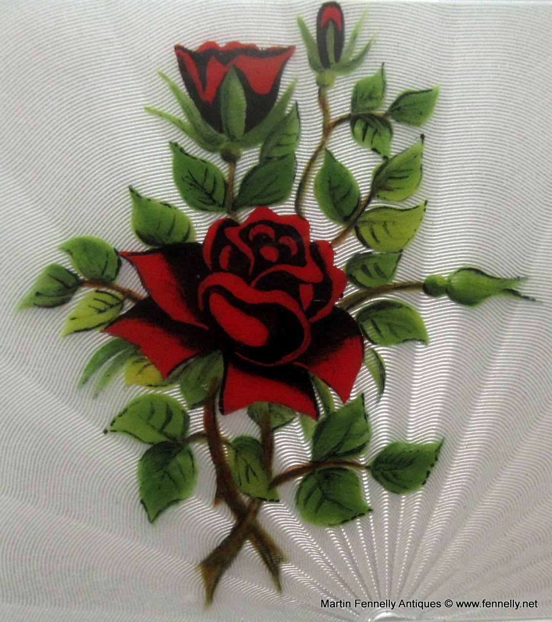 507 Antique Vintage Mid Century Sterling Silver Gilt Enameled Guilloche Card Case - Image 7