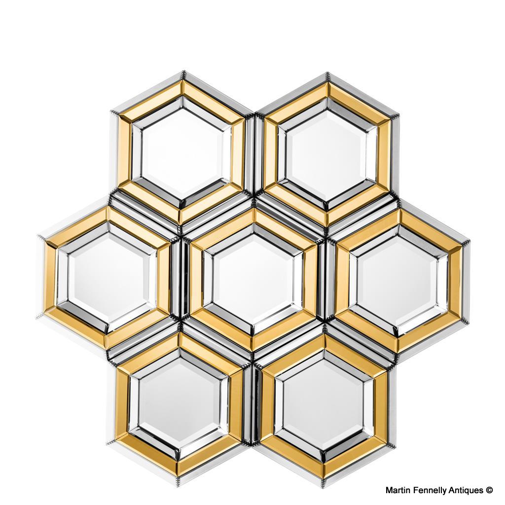 M019 Sold Art Deco Inspired Mirror - Nickel and Gold - Mid Century - Modern - Image 2