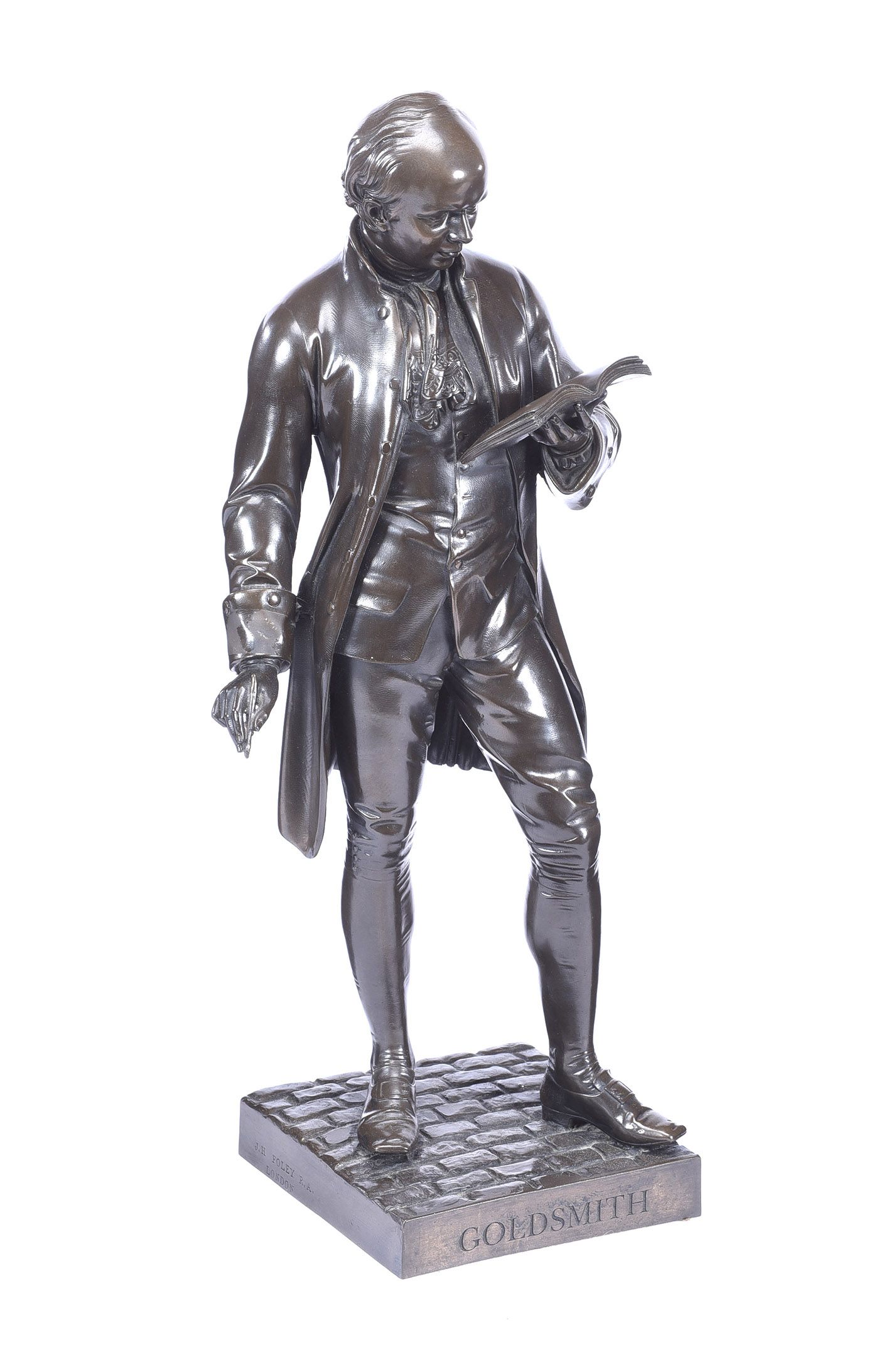 674 Sold Pair Bronze Patinated Sculptures of Burke and Goldsmith - Trinity College - Image 3