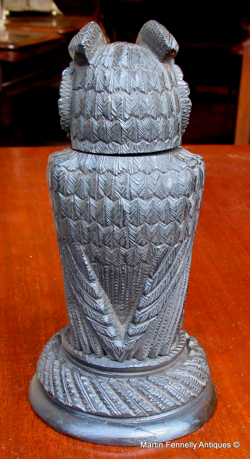 033 Sold Rare large Irish Bog Oak Hand Carved Owl Mid 19th Ct - Image 4