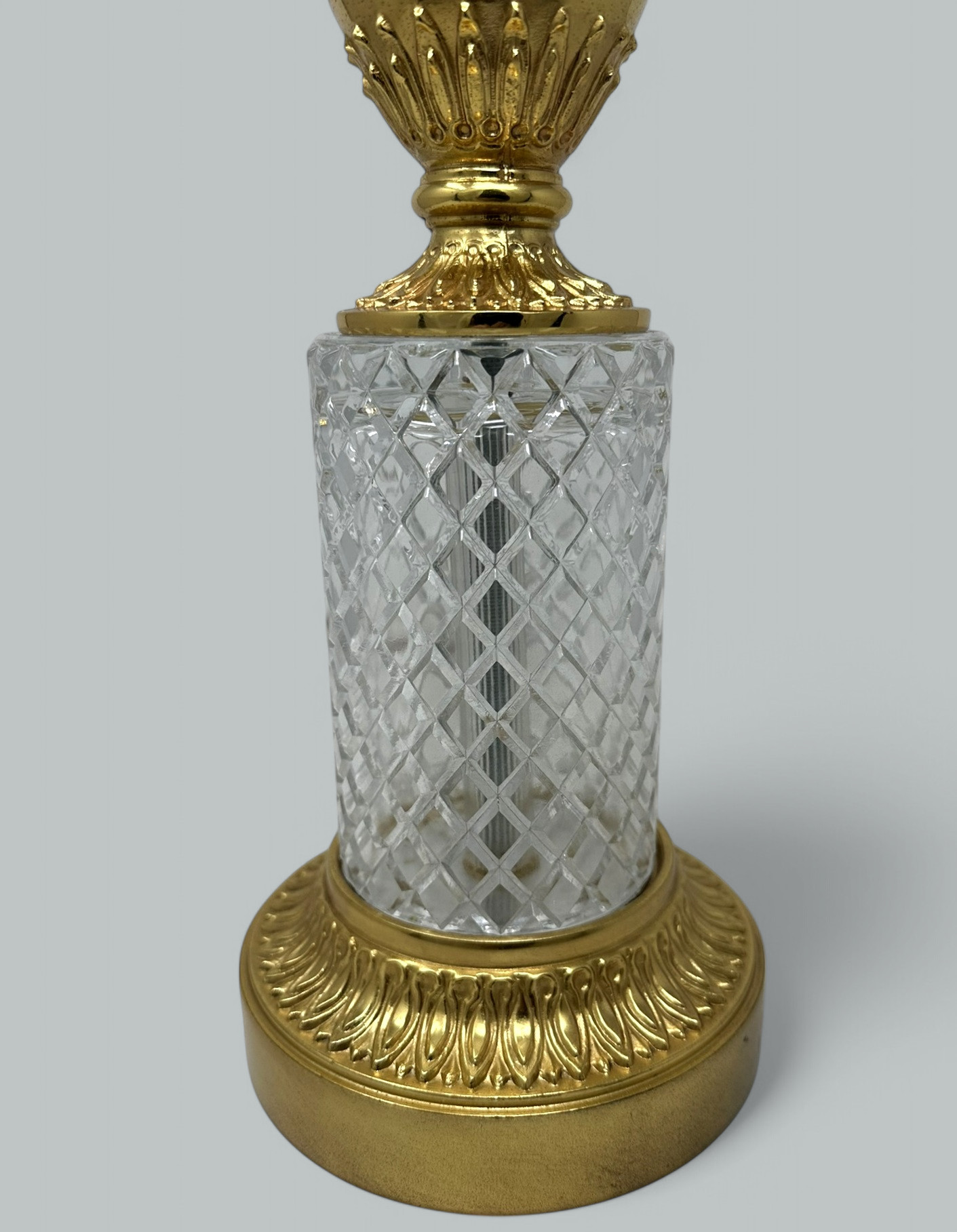 377 Sold Antique Pair French Doré Bronze Neoclassical Ormolu Gilt Baccarat Crystal Lamps - Image 3