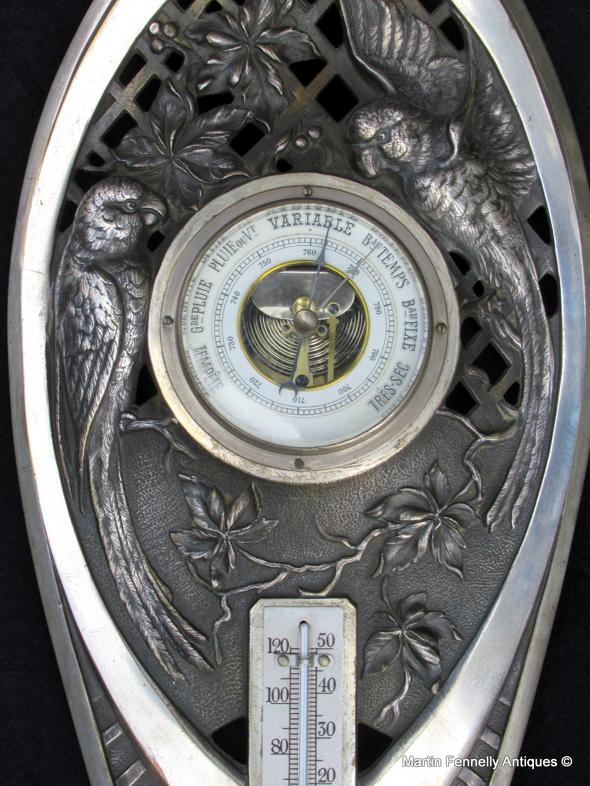978 Rare Art Nouveau Wall Barometer - French - Circa 1905 - Image 5
