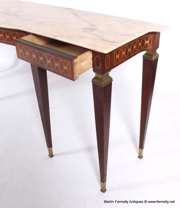 208 Sold Italian Marquetry Inlaid Marble Top Console Table by Paolo Buffa - Image 3