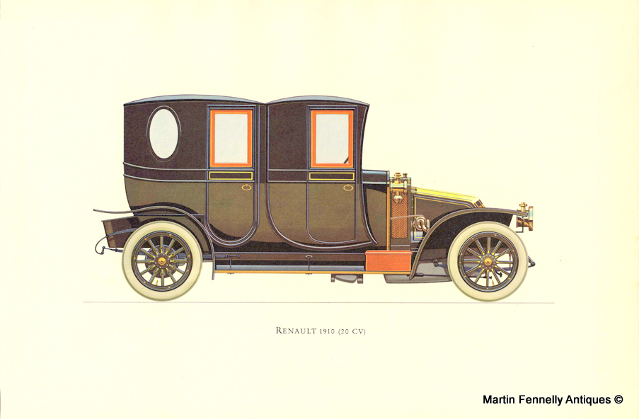 983 Set of Four Framed - Vintage French Cars from Veteran and Vintage 1964 - Image 3