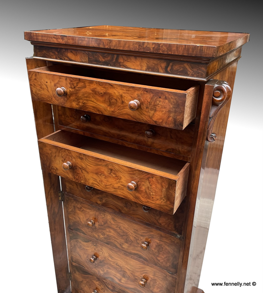 635 Sold Rare Walnut Wellington Chest - Circa 1860 - Image 5