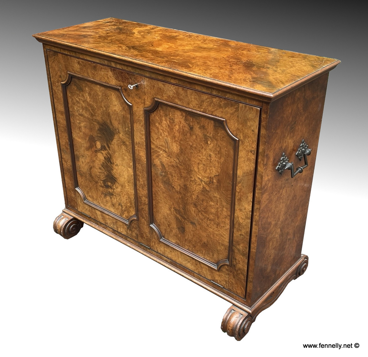 730 Rare Library Chart-Map Cabinet - Burl Walnut - English Circa 1870