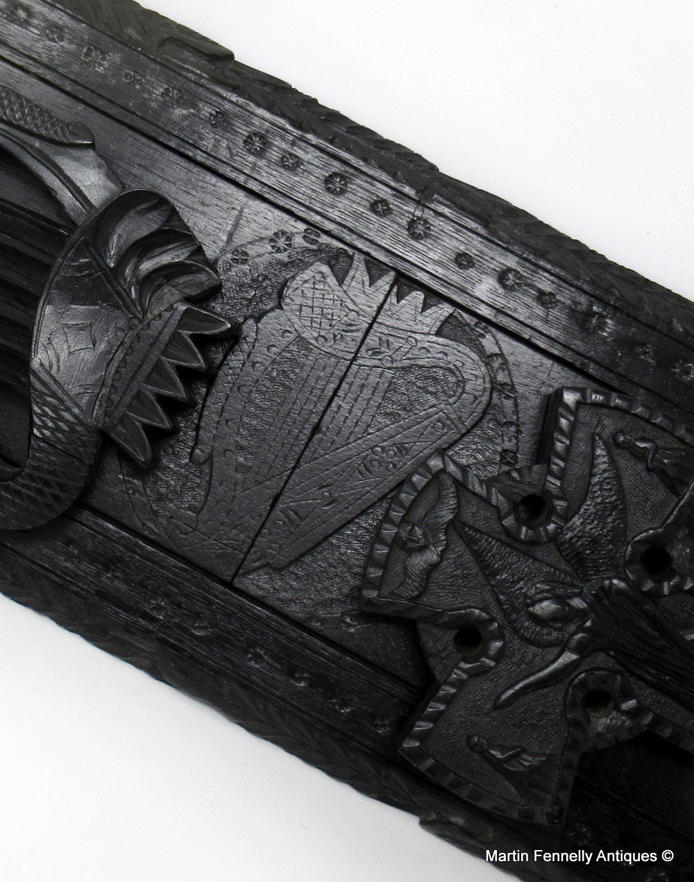 682 Sold Rare Irish Carved Bog Oak Book Slide Attrib. to Cornelius Goggin Dublin Ireland 19Ct - Image 4