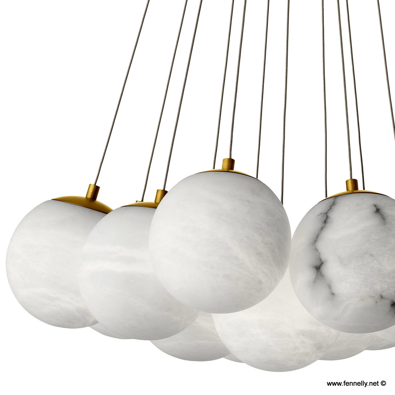 M163 Stunning Retro Chandelier - The Sphnix - Large 13 Alabaster Shades - Image 5