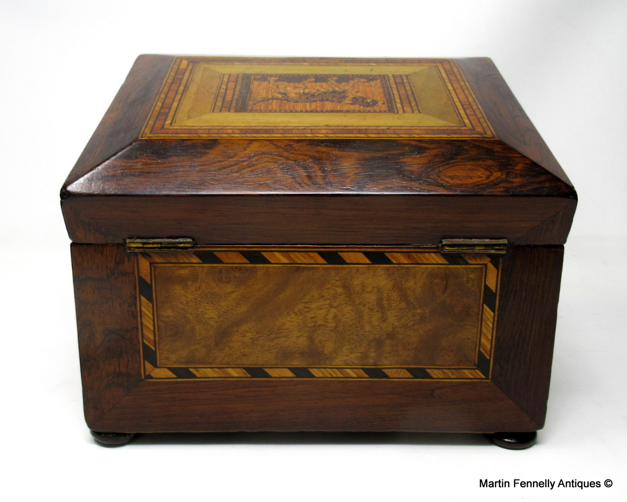 168 Sold Antique Victorian Rosewood Tunbridge Ware Double Tea Caddy Box 19th Century - Image 8
