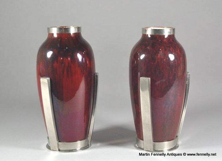 324 Superb Paul Milet Sevres Pair of mounted modernist Vases - Image 3