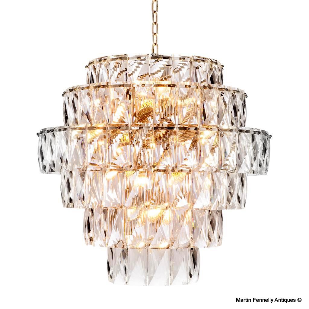 M087 Large Faceted Crystal Chandelier - Deco Style - Superb Design - Image 2