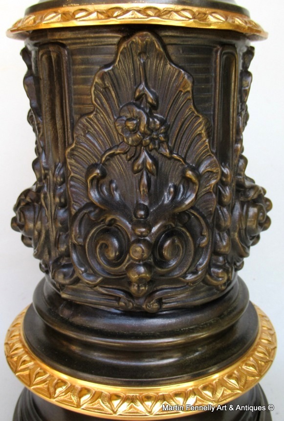 961 Sold Pair French Bronze Electric Table Lamps Ormolu Mounts 19thCt - Image 3