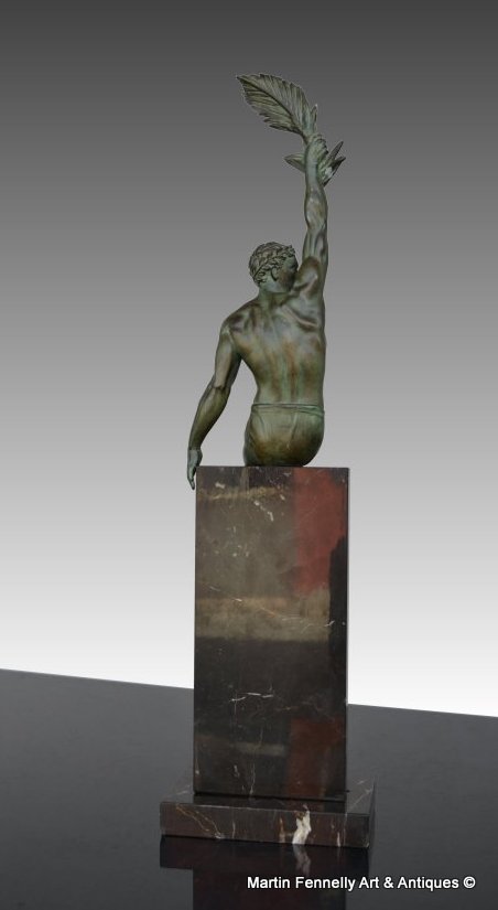 172 Pierre Le Faguays 'Glorie' a Patinated Bronze Model of an Athlete, circa 1925 - Image 4