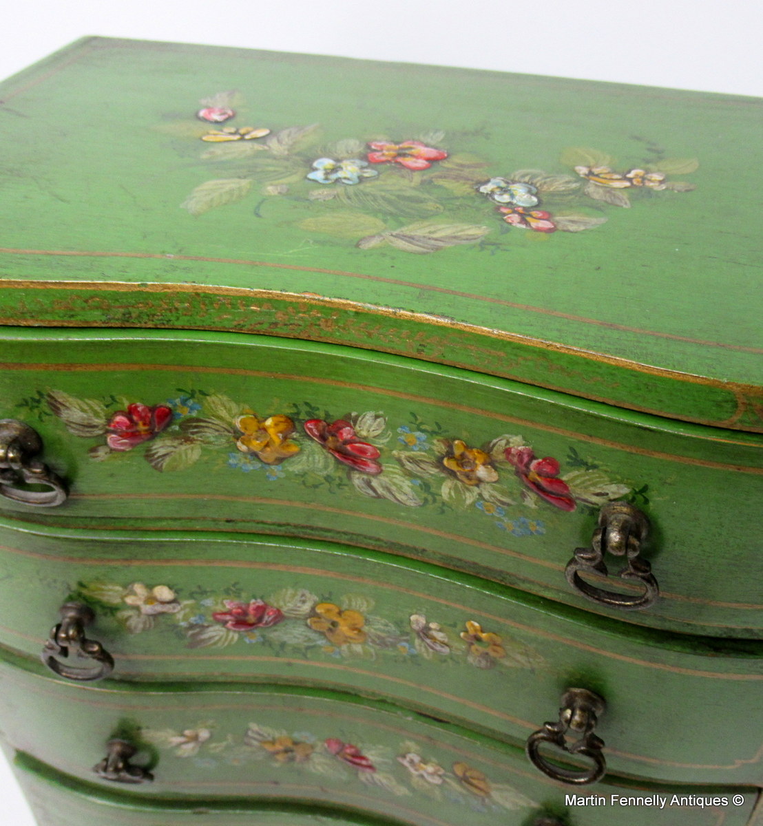 551 Sold Victorian Miniature Hand Painted Serpentine Fronted Chest - English Circa 1900 - Image 4