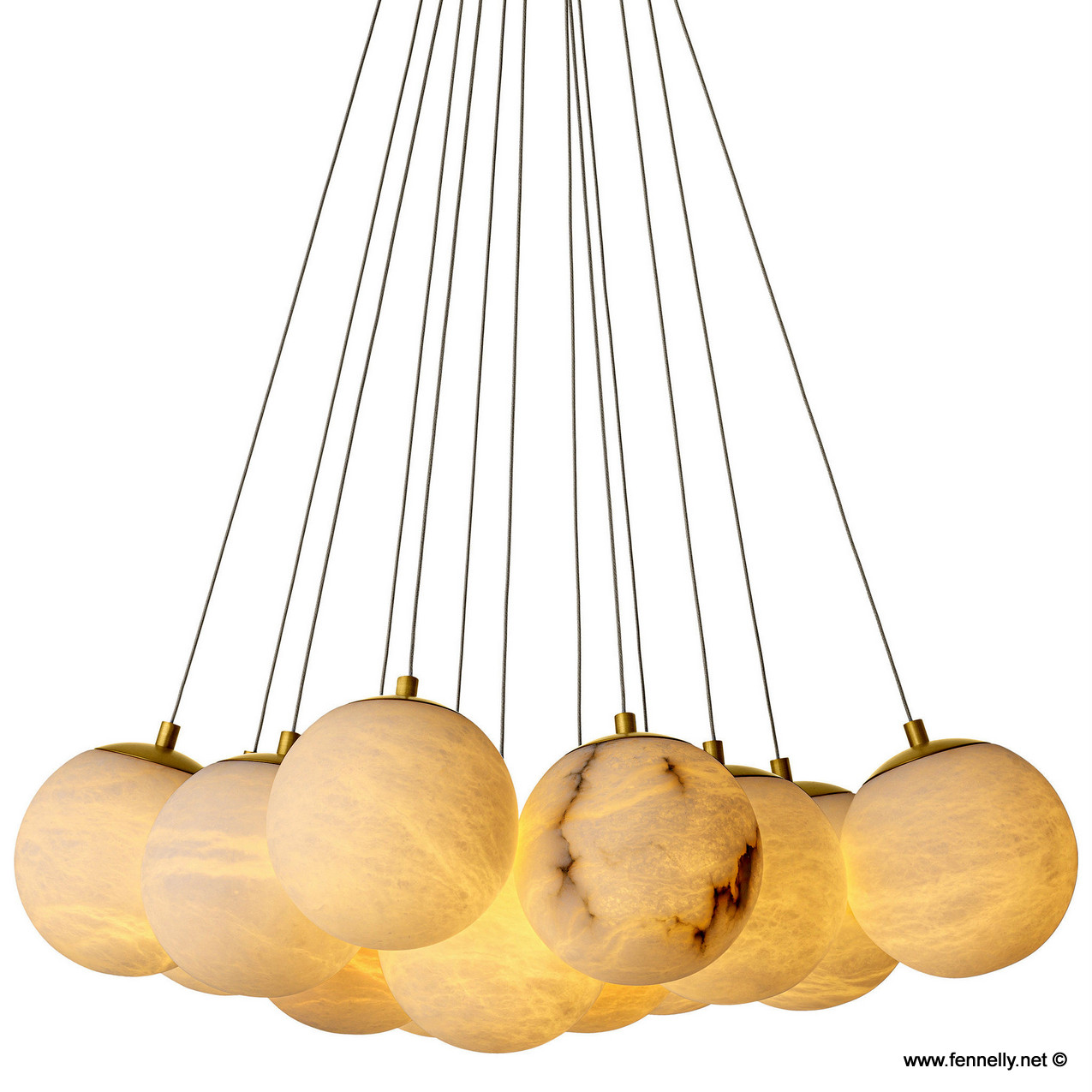 M163 Stunning Retro Chandelier - The Sphnix - Large 13 Alabaster Shades - Image 3