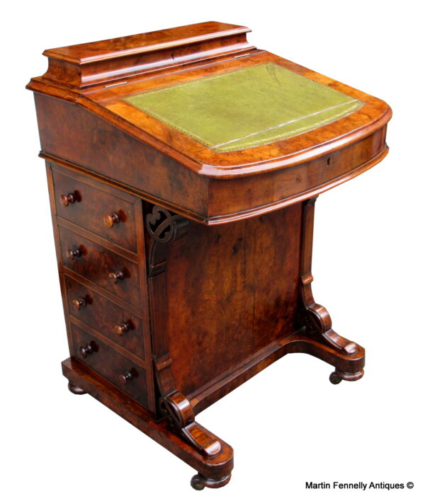 598 Sold Superb Circassian Walnut Davenport - English - Circa 1850