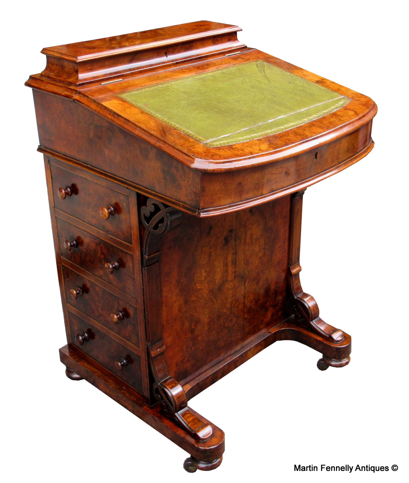 598 Sold Superb Circassian Walnut Davenport - English - Circa 1850