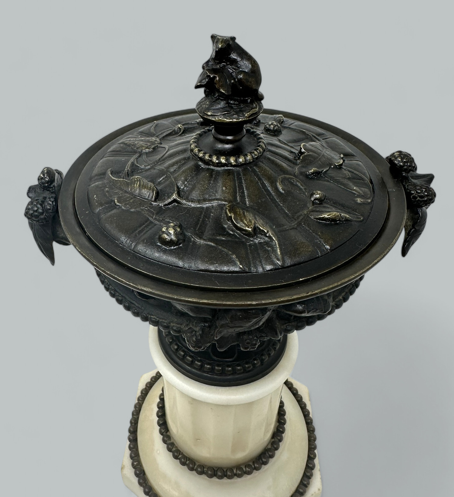 574 Sold Pair French Grand Tour Ormolu Bronze Dore Statutory Marble Tazza Urns Vases 19Ct - Image 3