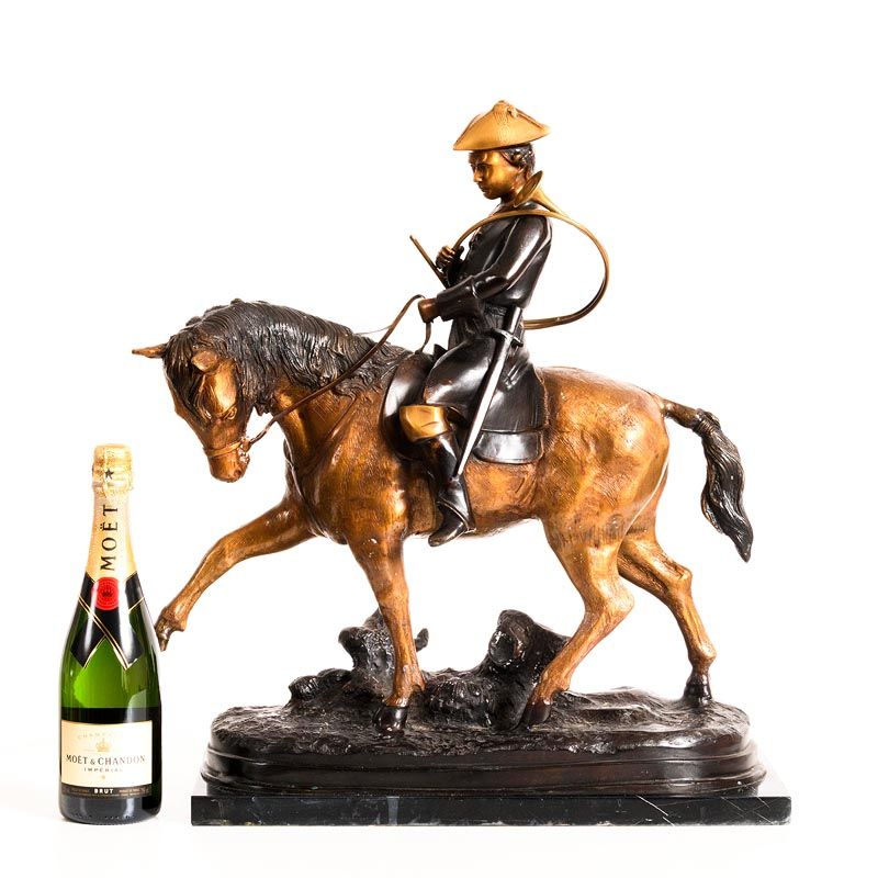 028 Large Bronze Sculpture of a Young Man on Horseback - Image 5